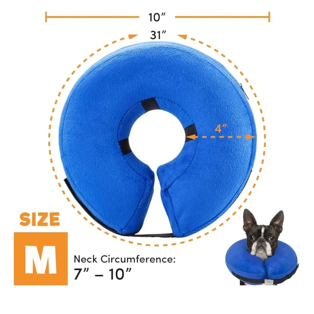 Protective Inflatable Collar for Dogs and Cats Soft Pet Recovery Medium Blue